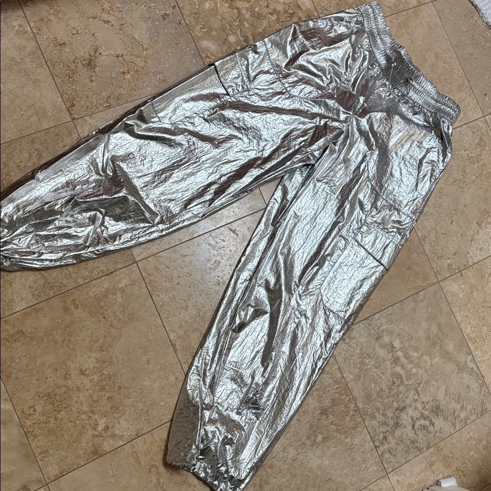a new day Silver Metallic Track Joggers S